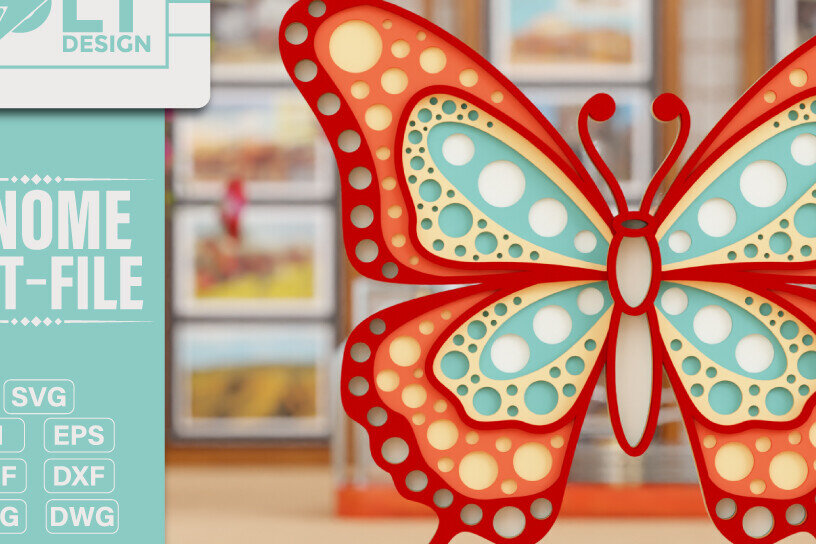 Intra απο ξύλο plywood 3mm-4mm πάχος Πεταλούδα 3D Πολυεπίπεδη κούρα Δίασταση 20x30 cm INTRAFABR-95379845