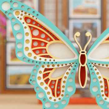 Intra απο ξύλο plywood 3mm-4mm πάχος Πεταλούδα 3D Πολυεπίπεδη κούρα Δίασταση 20x30 cm INTRAFABR-95759705 - Image 1