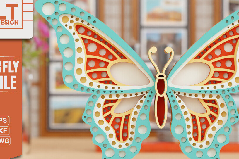 Intra απο ξύλο plywood 3mm-4mm πάχος Πεταλούδα 3D Πολυεπίπεδη κούρα Δίασταση 20x30 cm INTRAFABR-95759705