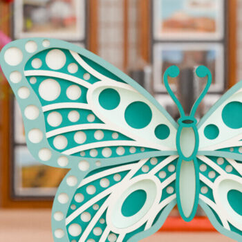 Intra απο ξύλο plywood 3mm-4mm πάχος Πεταλούδα 3D Πολυεπίπεδη κούρα Δίασταση 20x30 cm INTRAFABR-96249681 - Image 1