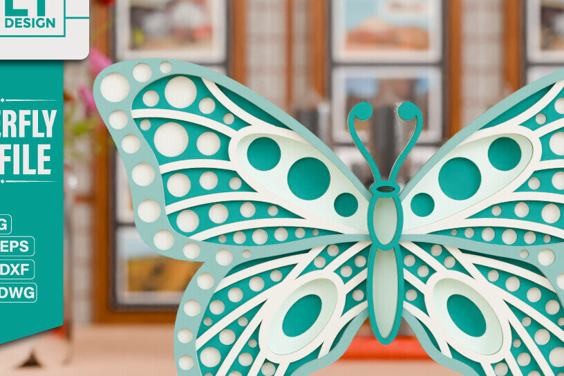 Intra απο ξύλο plywood 3mm-4mm πάχος Πεταλούδα 3D Πολυεπίπεδη κούρα Δίασταση 20x30 cm INTRAFABR-96249681