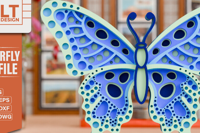 Intra απο ξύλο plywood 3mm-4mm πάχος Πεταλούδα 3D Πολυεπίπεδη κούρα Δίασταση 20x30 cm INTRAFABR-97337871