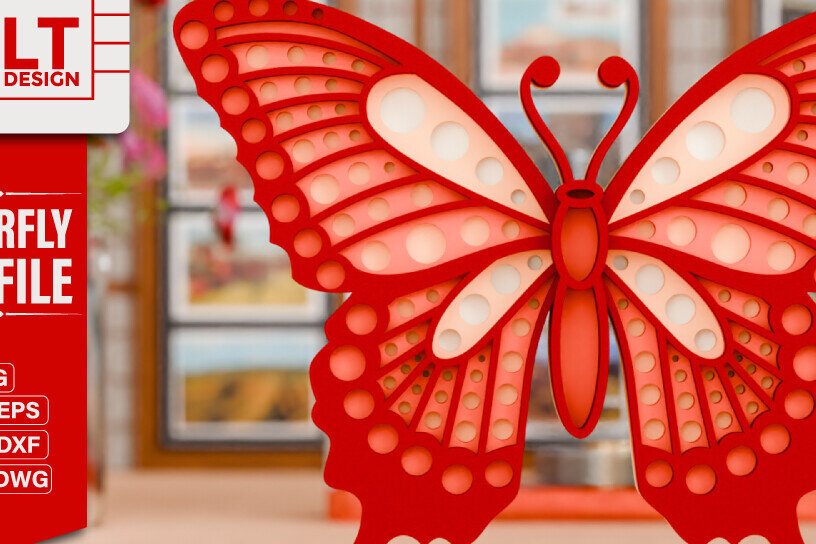 Intra απο ξύλο plywood 3mm-4mm πάχος Πεταλούδα 3D Πολυεπίπεδη κούρα Δίασταση 20x30 cm INTRAFABR-97549169