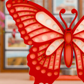 Intra απο ξύλο plywood 3mm-4mm πάχος Πεταλούδα 3D Πολυεπίπεδη κούρα Δίασταση 20x30 cm INTRAFABR-97549169 - Image 2