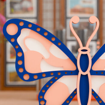 Intra απο ξύλο plywood 3mm-4mm πάχος Πεταλούδα 3D Πολυεπίπεδη κούρα Δίασταση 20x30 cm INTRAFABR-97931382 - Image 1