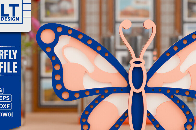 Intra απο ξύλο plywood 3mm-4mm πάχος Πεταλούδα 3D Πολυεπίπεδη κούρα Δίασταση 20x30 cm INTRAFABR-97931382