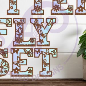 Intra απο ξύλο plywood 3mm-4mm πάχος Butterfly Alphabet 52 γραμμάτων στρώσεων Δίασταση 5x5 cm INTRAFABR-100083121