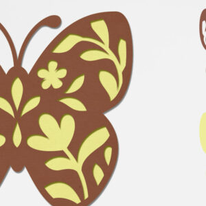 Intra απο ξύλο plywood 3mm-4mm πάχος Πεταλούδα και λουλούδια με στρώσεις χαρτόκοψη Δίασταση 8x8 cm INTRAFABR-72565896