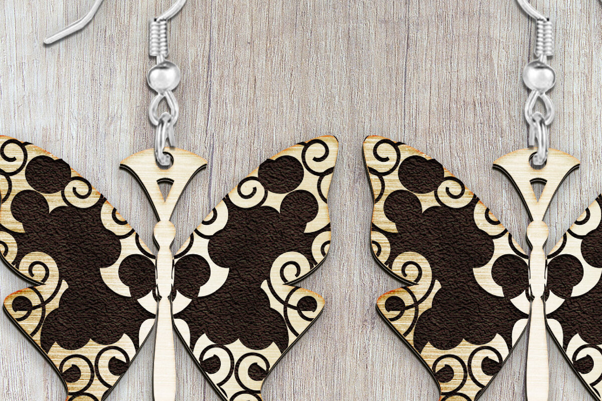 Intra απο ξύλο plywood 3mm-4mm πάχος Σκουλαρίκια Butterfly Boho . Δίασταση 4x4 cm INTRAFABR-121048154