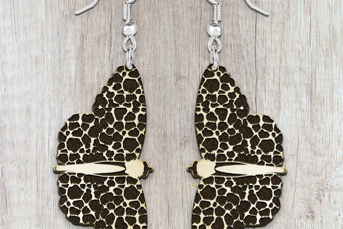 Intra απο ξύλο plywood 3mm-4mm πάχος Σκουλαρίκια Butterfly Boho . Δίασταση 4x4 cm INTRAFABR-120854274