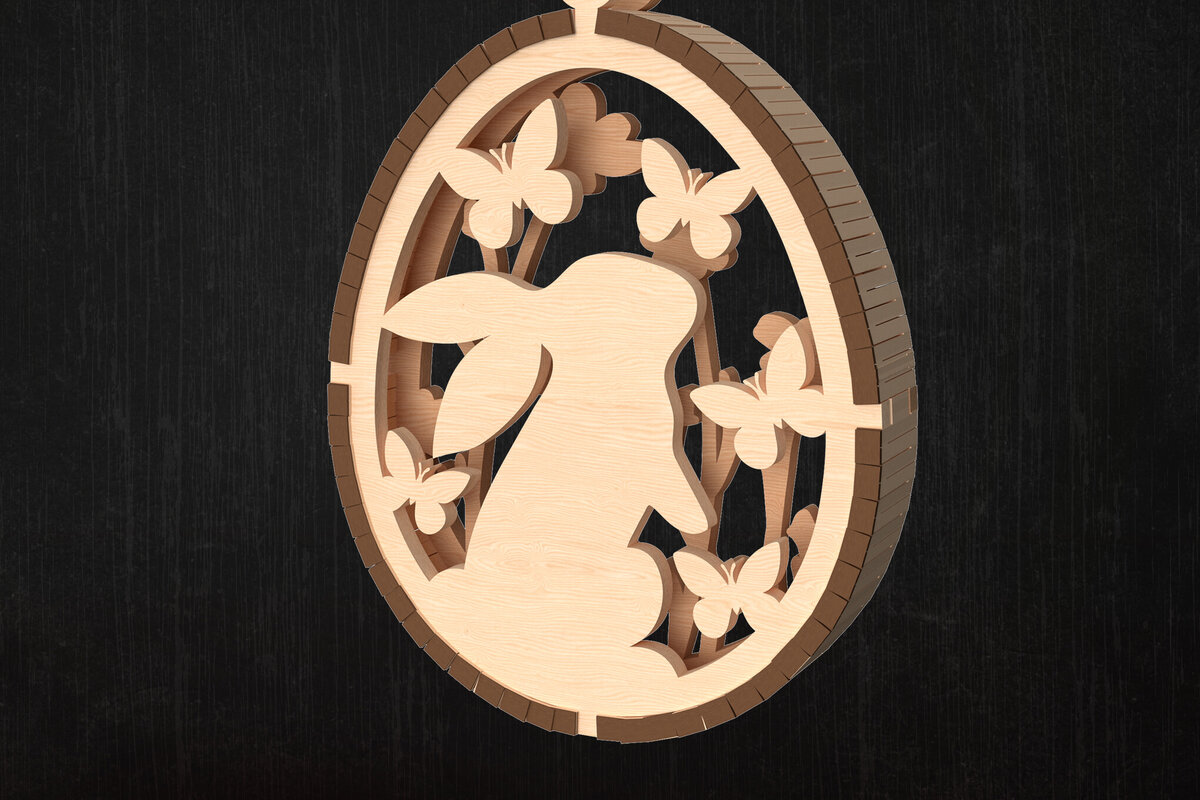 Intra απο ξύλο plywood 3mm-4mm πάχος Πασχαλινό Στολίδι Butterfly Bunny Δίασταση 8x8 cm INTRAFABR-114072454