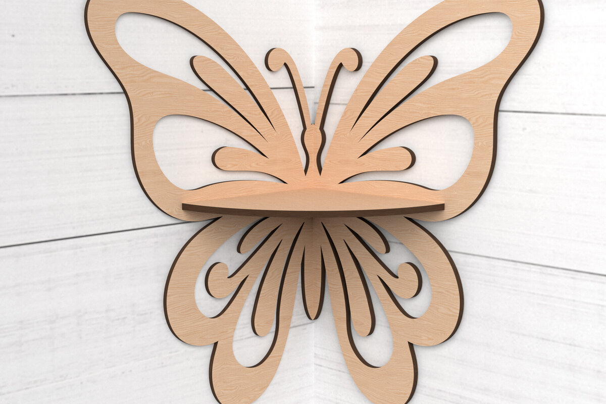 Intra απο ξύλο plywood 3mm-4mm πάχος Γωνιακό ράφι πεταλούδας Δίασταση 8x8 cm INTRAFABR-118731637 - Image 1