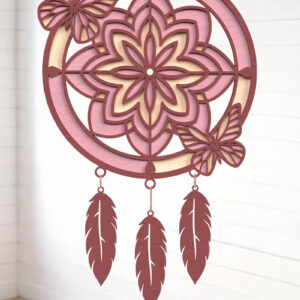 Intra απο ξύλο plywood 3mm-4mm πάχος Butterfly Dreamcatcher Layered Δίασταση 8x8 cm INTRAFABR-121402309