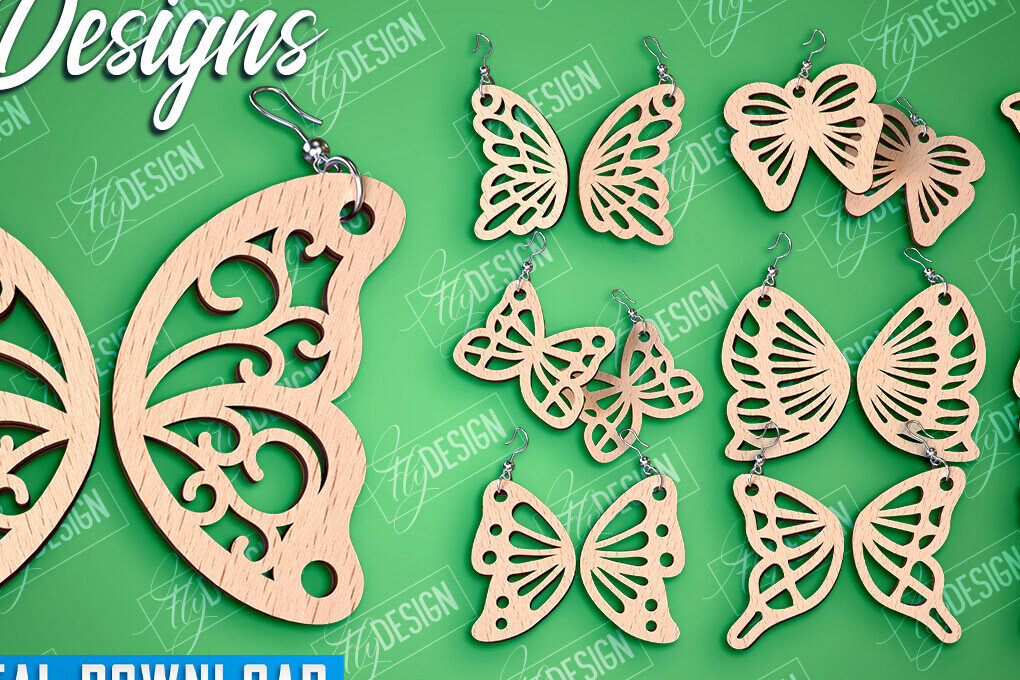 Intra απο ξύλο plywood 3mm-4mm πάχος Σχεδιασμός Σκουλαρίκια πεταλούδας | Αξεσουάρ Δίασταση 3x3 cm INTRAFABR-94677459