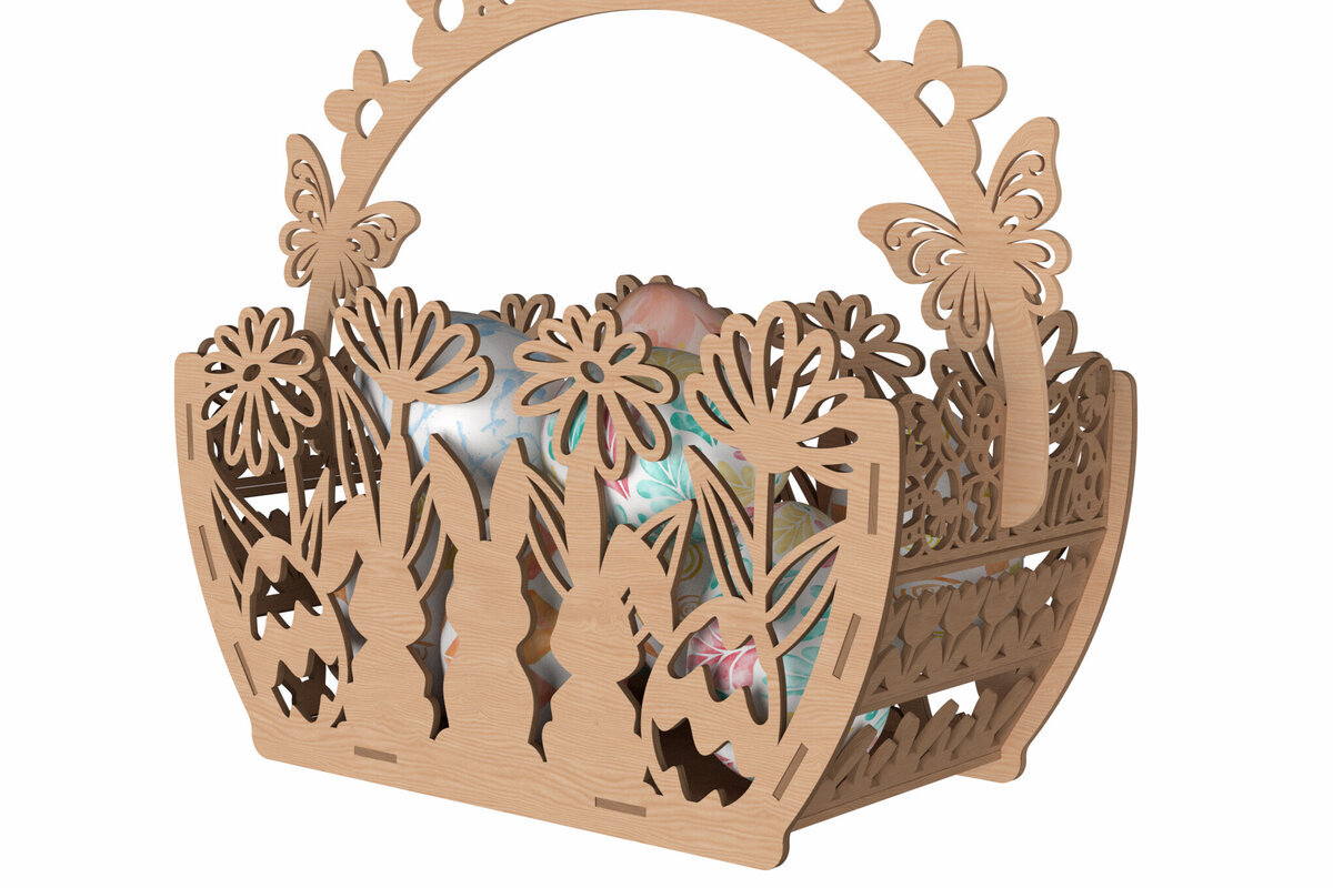 Intra απο ξύλο plywood 3mm-4mm πάχος Πασχαλινό καλάθι πεταλούδας με λέιζερ Δίασταση 30x20 cm INTRAFABR-114667980