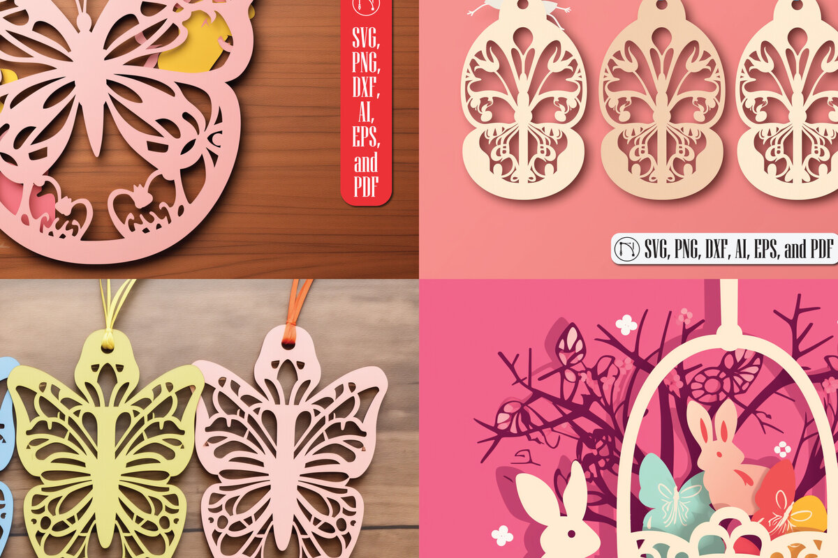 Intra απο ξύλο plywood 3mm-4mm πάχος Πεταλούδα Πασχαλινό Καλάθι Ετικέτες Δίασταση 4x4 cm INTRAFABR-94606034