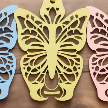 Intra απο ξύλο plywood 3mm-4mm πάχος Butterfly Πασχαλινό Καλάθι Ετικέτες Cut File Δίασταση 4x4 cm INTRAFABR-94595419 - Image 1