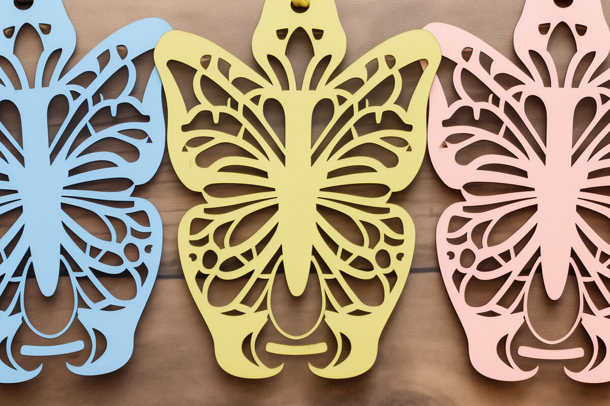 Intra απο ξύλο plywood 3mm-4mm πάχος Butterfly Πασχαλινό Καλάθι Ετικέτες Cut File Δίασταση 4x4 cm INTRAFABR-94595419 - Image 1