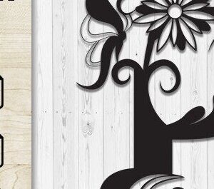 Intra απο ξύλο plywood 3mm-4mm πάχος Πεταλούδα Floral Alphabet P Δίασταση 30x20 cm INTRAFABR-35741479