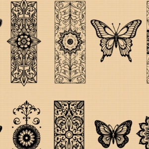 Intra απο ξύλο plywood 3mm-4mm πάχος πάνελ κοπής με λέιζερ πεταλούδα & φλοράλ Δίασταση 40x40 cm INTRAFABR-123829345