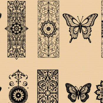 Intra απο ξύλο plywood 3mm-4mm πάχος πάνελ κοπής με λέιζερ πεταλούδα & φλοράλ Δίασταση 40x40 cm INTRAFABR-123829345 - Image 1