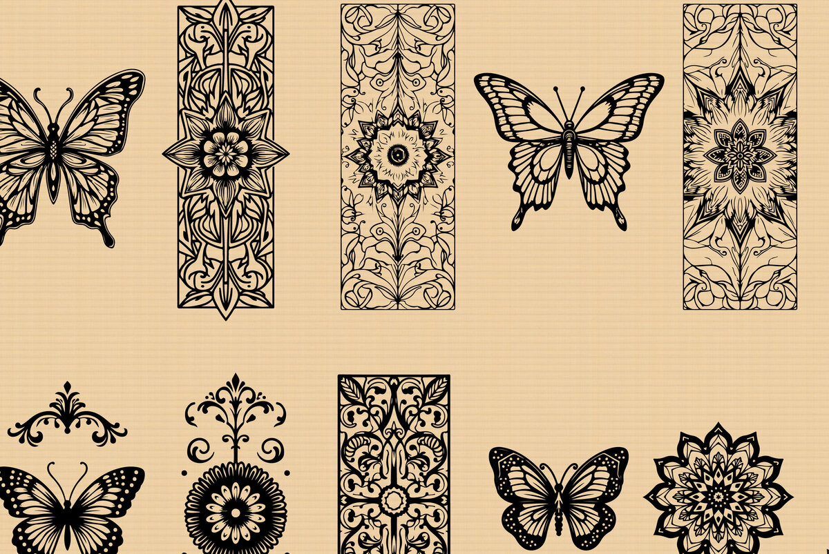 Intra απο ξύλο plywood 3mm-4mm πάχος πάνελ κοπής με λέιζερ πεταλούδα & φλοράλ Δίασταση 40x40 cm INTRAFABR-123829345