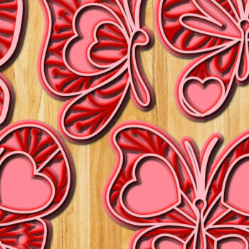 Intra απο ξύλο plywood 3mm-4mm πάχος Layer Butterfly Heart Δίασταση 30x30 cm INTRAFABR-24538064 - Image 1