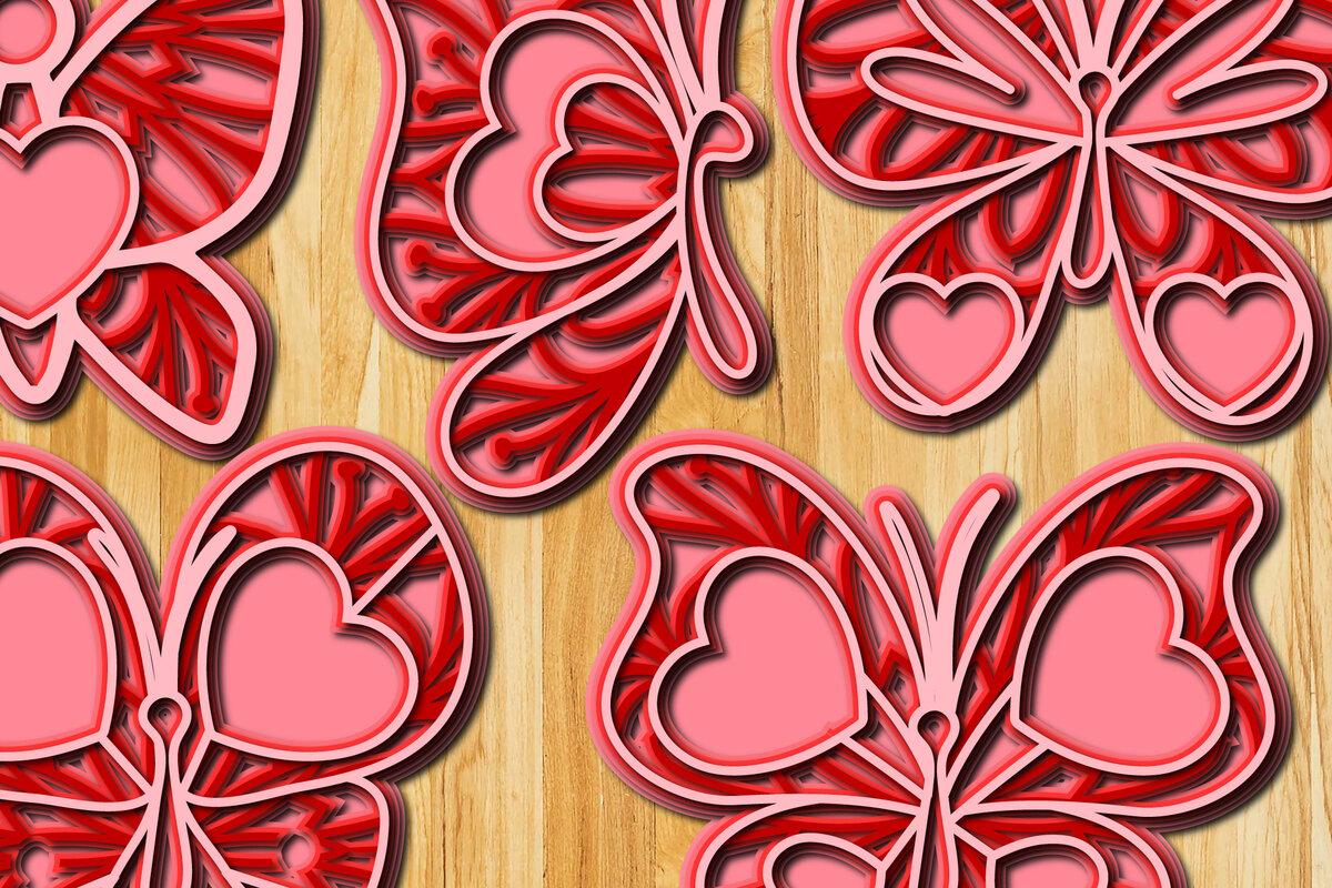 Intra απο ξύλο plywood 3mm-4mm πάχος Layer Butterfly Heart Δίασταση 30x30 cm INTRAFABR-24538064