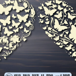 Intra απο ξύλο plywood 3mm-4mm πάχος αρχείου Cut Butterfly Heart Δίασταση 15x15 cm INTRAFABR-89422021