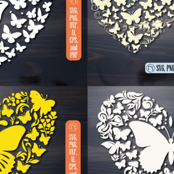 Intra απο ξύλο plywood 3mm-4mm πάχος αρχείου Cut Butterfly Heart Δίασταση 15x15 cm INTRAFABR-89454911 - Image 1