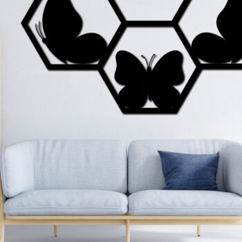 Intra απο ξύλο plywood 3mm-4mm πάχος διακόσμησης τοίχου εξάγωνο πεταλούδα Δίασταση 15x15 cm INTRAFABR-85363817 - Image 2