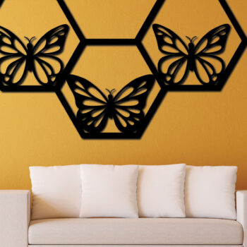 Intra απο ξύλο plywood 3mm-4mm πάχος διακόσμησης τοίχου εξάγωνο πεταλούδα Δίασταση 15x15 cm INTRAFABR-85363817 - Image 3