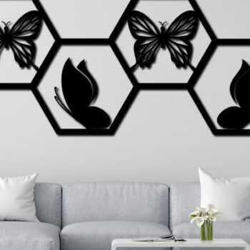 Intra απο ξύλο plywood 3mm-4mm πάχος διακόσμησης τοίχου εξάγωνο πεταλούδα Δίασταση 15x15 cm INTRAFABR-85363817 - Image 4