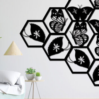 Intra απο ξύλο plywood 3mm-4mm πάχος διακόσμησης τοίχου εξάγωνο πεταλούδα Δίασταση 15x15 cm INTRAFABR-85363817 - Image 8