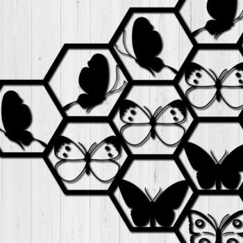 Intra απο ξύλο plywood 3mm-4mm πάχος διακόσμησης τοίχου εξάγωνο πεταλούδα Δίασταση 15x15 cm INTRAFABR-85363817 - Image 9