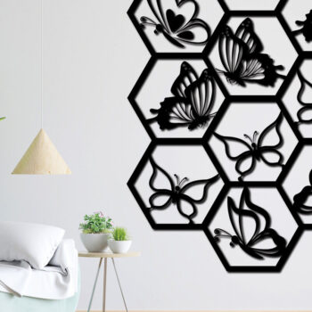 Intra απο ξύλο plywood 3mm-4mm πάχος διακόσμησης τοίχου εξάγωνο πεταλούδα Δίασταση 15x15 cm INTRAFABR-85363817 - Image 10