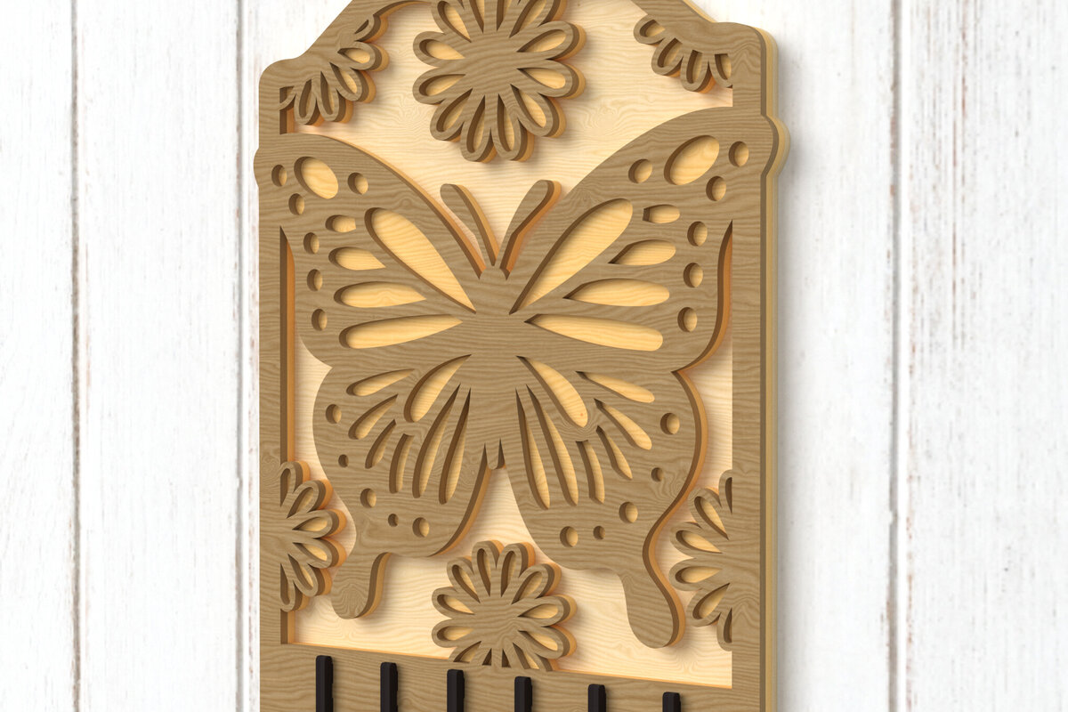 Intra απο ξύλο plywood 3mm-4mm πάχος Μπρελόκ με πεταλούδα Κόψιμο με λέιζερ Δίασταση 3x3 cm INTRAFABR-112379918