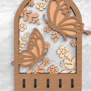 Intra απο ξύλο plywood 3mm-4mm πάχος Πεταλούδα κλειδοθήκη με στρώσεις Δίασταση 30x20 cm INTRAFABR-117701468 - Image 1