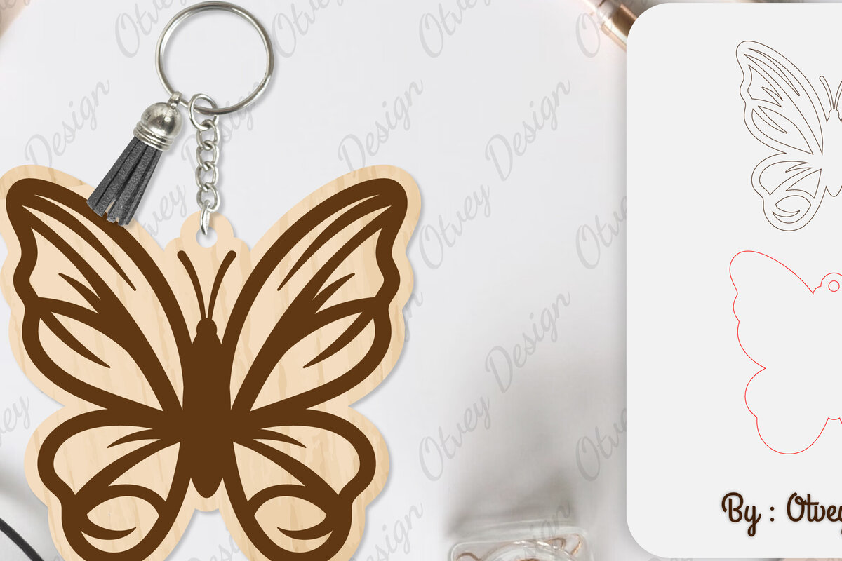 Intra απο ξύλο plywood 3mm-4mm πάχος κοπής με μπρελόκ Butterfly Δίασταση 6x6 cm INTRAFABR-100165510 - Image 2