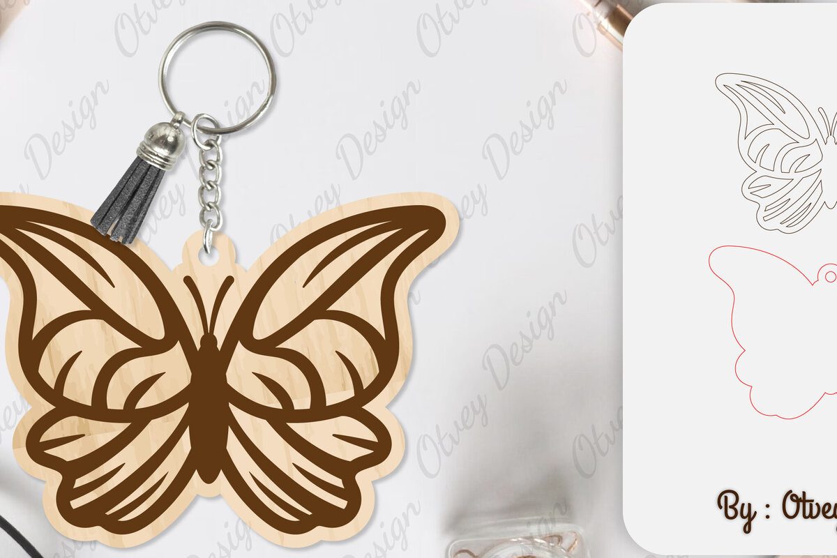 Intra απο ξύλο plywood 3mm-4mm πάχος κοπής με μπρελόκ Butterfly Δίασταση 6x6 cm INTRAFABR-100165510 - Image 3