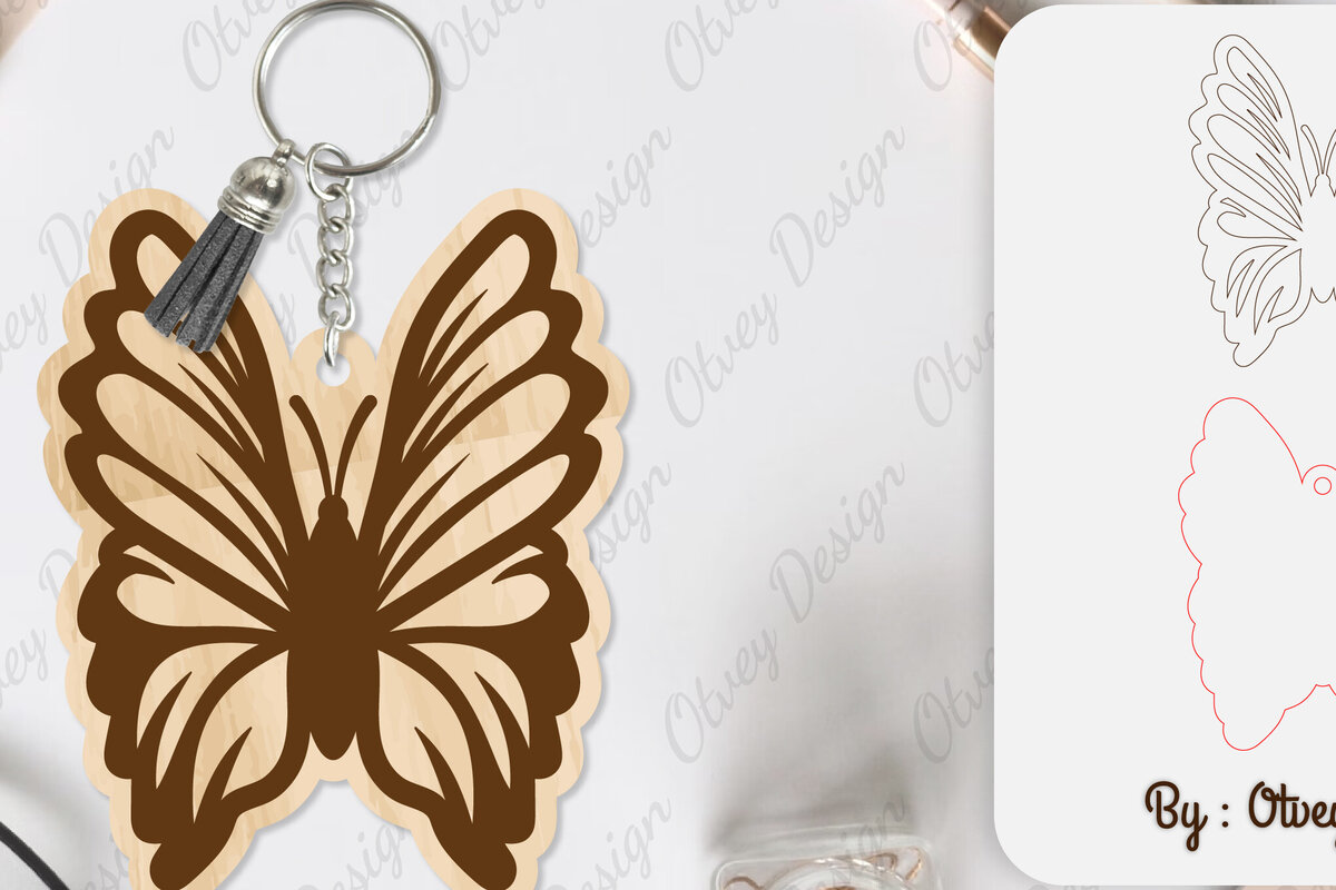 Intra απο ξύλο plywood 3mm-4mm πάχος κοπής με μπρελόκ Butterfly Δίασταση 6x6 cm INTRAFABR-100165510 - Image 4