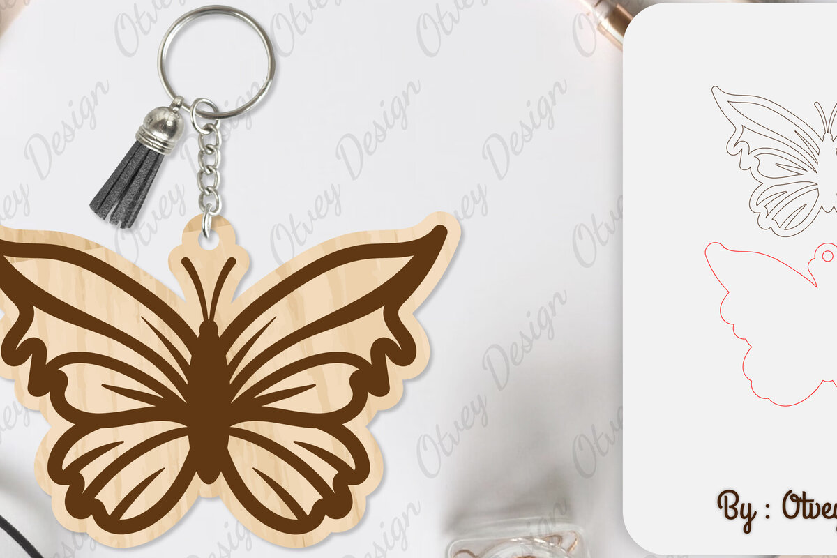 Intra απο ξύλο plywood 3mm-4mm πάχος κοπής με μπρελόκ Butterfly Δίασταση 6x6 cm INTRAFABR-100165510 - Image 5