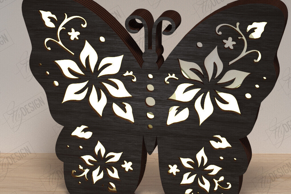 Intra απο ξύλο plywood 3mm-4mm πάχος Λάμπα πεταλούδας |μυστικό σχέδιο Δίασταση 30x20 cm INTRAFABR-120987761