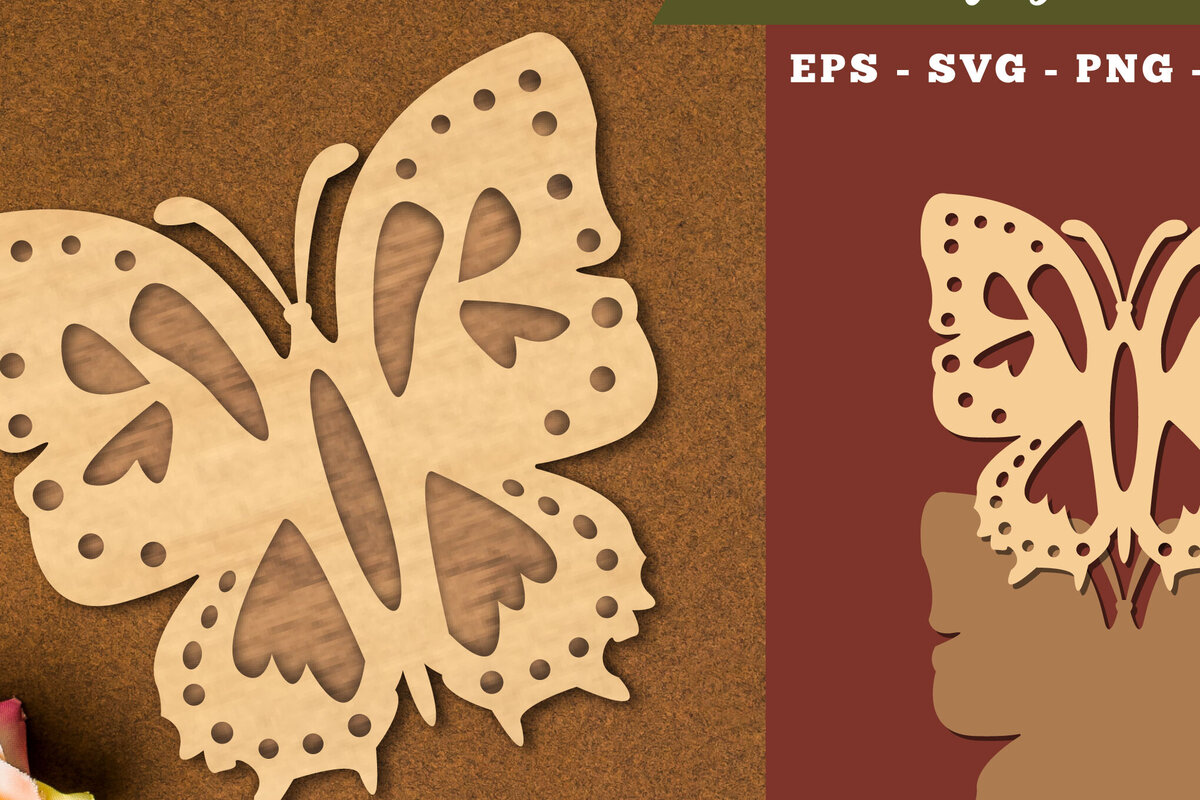 Intra απο ξύλο plywood 3mm-4mm πάχος Διακόσμηση κοπής με λέιζερ πεταλούδας 2 Δίασταση 15x15 cm INTRAFABR-111785640