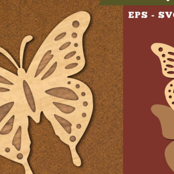 Intra απο ξύλο plywood 3mm-4mm πάχος Διακόσμηση κοπής με λέιζερ πεταλούδας 3 Δίασταση 15x15 cm INTRAFABR-111785666 - Image 1