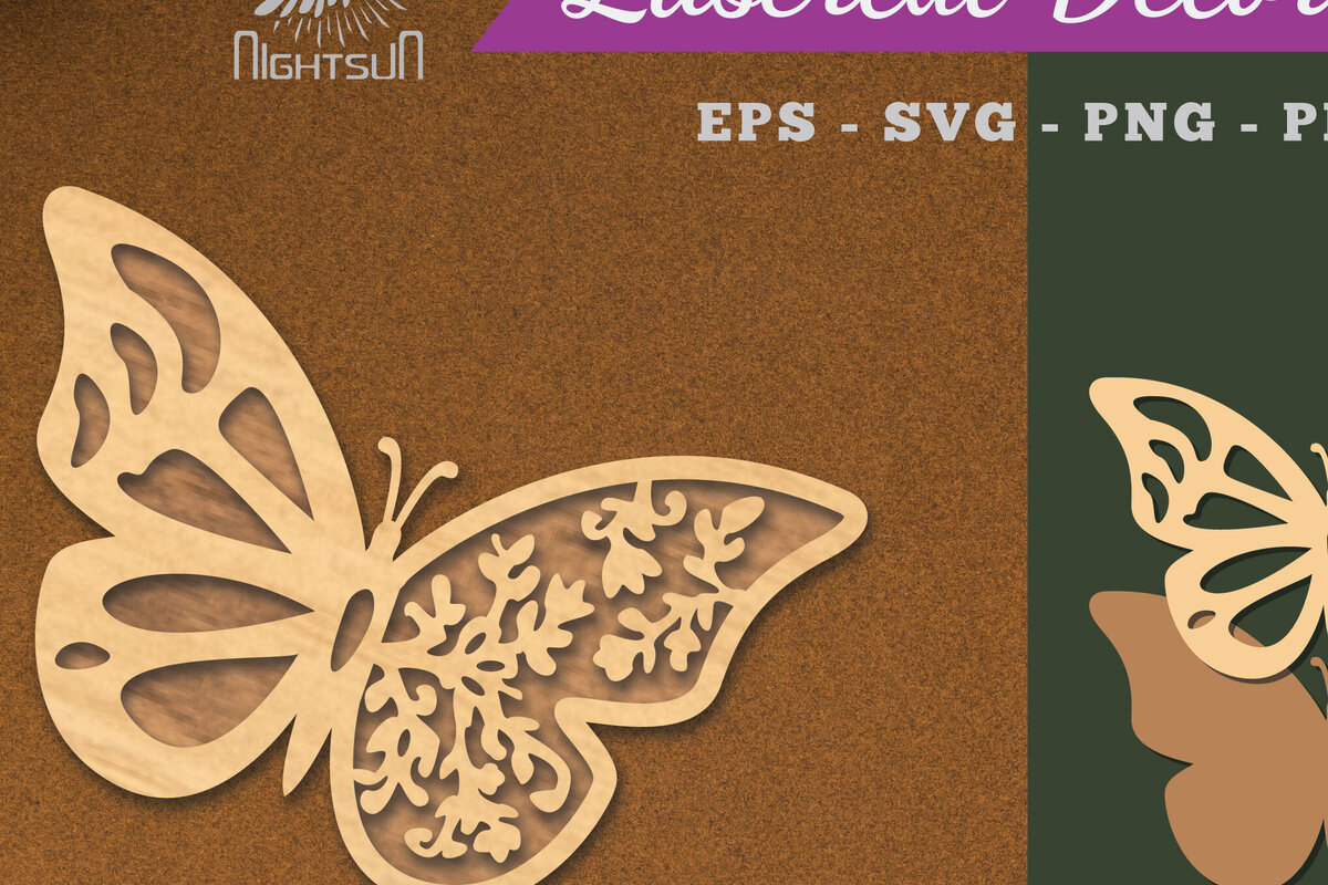 Intra απο ξύλο plywood 3mm-4mm πάχος Διακόσμηση κοπής με λέιζερ πεταλούδας 4 Δίασταση 15x15 cm INTRAFABR-112908867