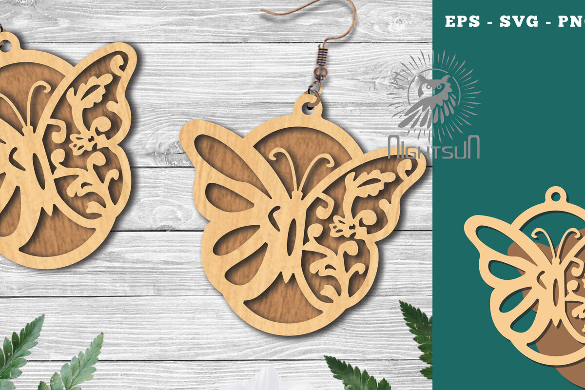 Intra απο ξύλο plywood 3mm-4mm πάχος Σκουλαρίκια κοπής με λέιζερ πεταλούδα 6 Δίασταση 3x3 cm INTRAFABR-123580860