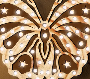 Intra απο ξύλο plywood 3mm-4mm πάχος Butterfly Led Night Light Δίασταση 15x15 cm INTRAFABR-100113918