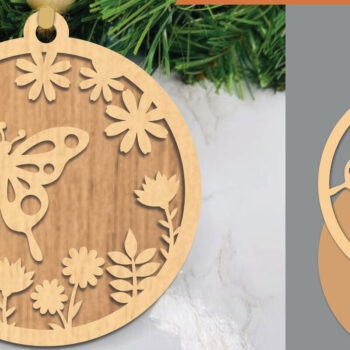 Intra απο ξύλο plywood 3mm-4mm πάχος Στολίδι κοπής με λέιζερ πεταλούδας 2 Δίασταση 8x8 cm INTRAFABR-106024026 - Image 1