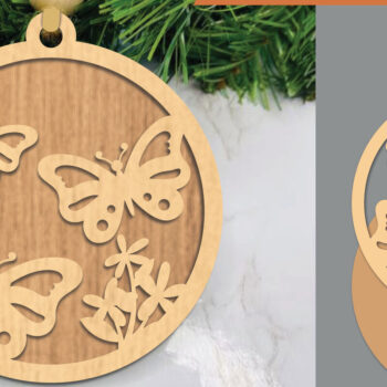 Intra απο ξύλο plywood 3mm-4mm πάχος Στολίδι κοπής με λέιζερ πεταλούδας 3 Δίασταση 8x8 cm INTRAFABR-106024089 - Image 1